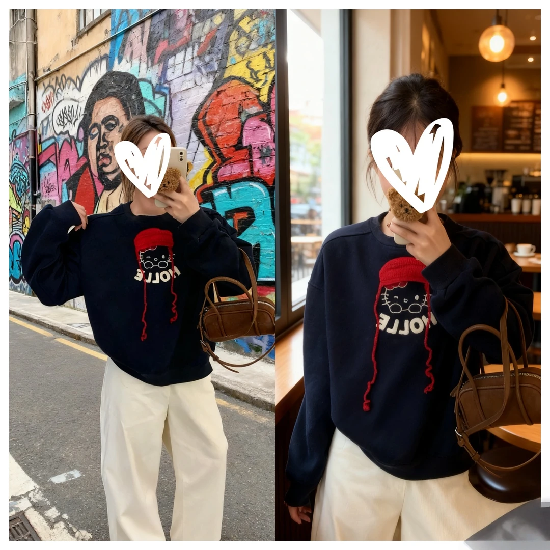 秋冬款kt头刺绣重工立体帽韩系ins风秋冬卫衣C6479