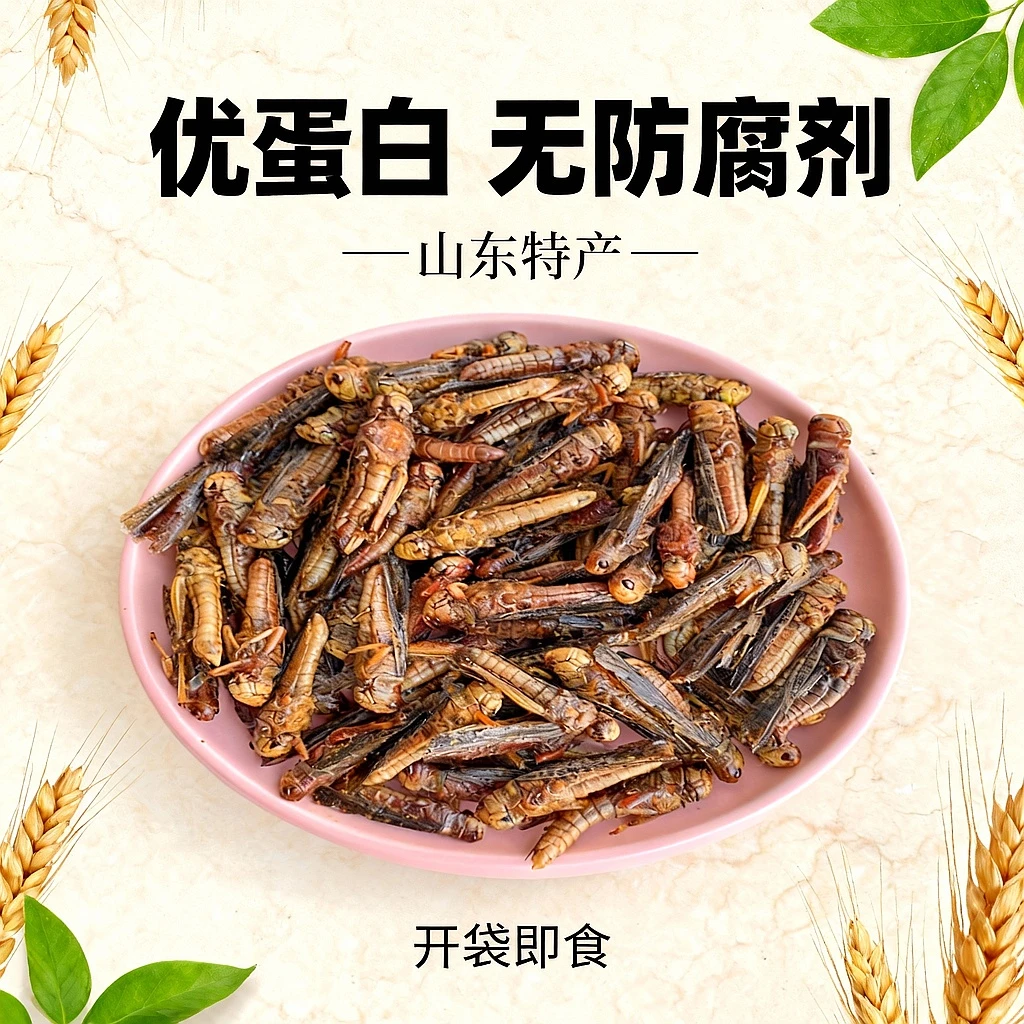 （香脆）油炸蝗虫食用下酒菜山东特产香辣孜然即食带翅香酥蚱蜢香脆