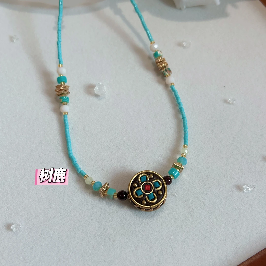 钛钢石英石项链 【南枝】原创设计小众民族手工寿石印尼珠高级项链