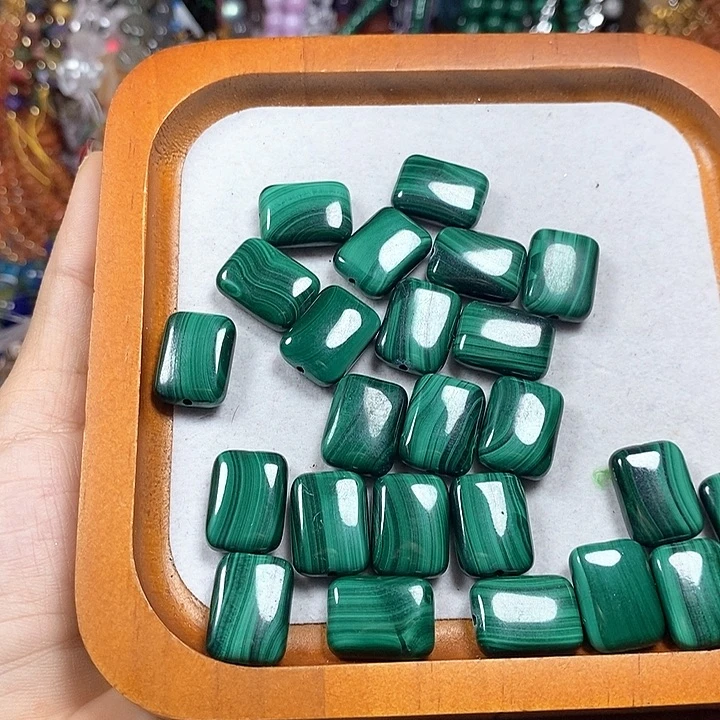 玛瑙/玉髓未镶嵌珠宝半成品天然孔雀石无事牌卡12*16mm（2个）