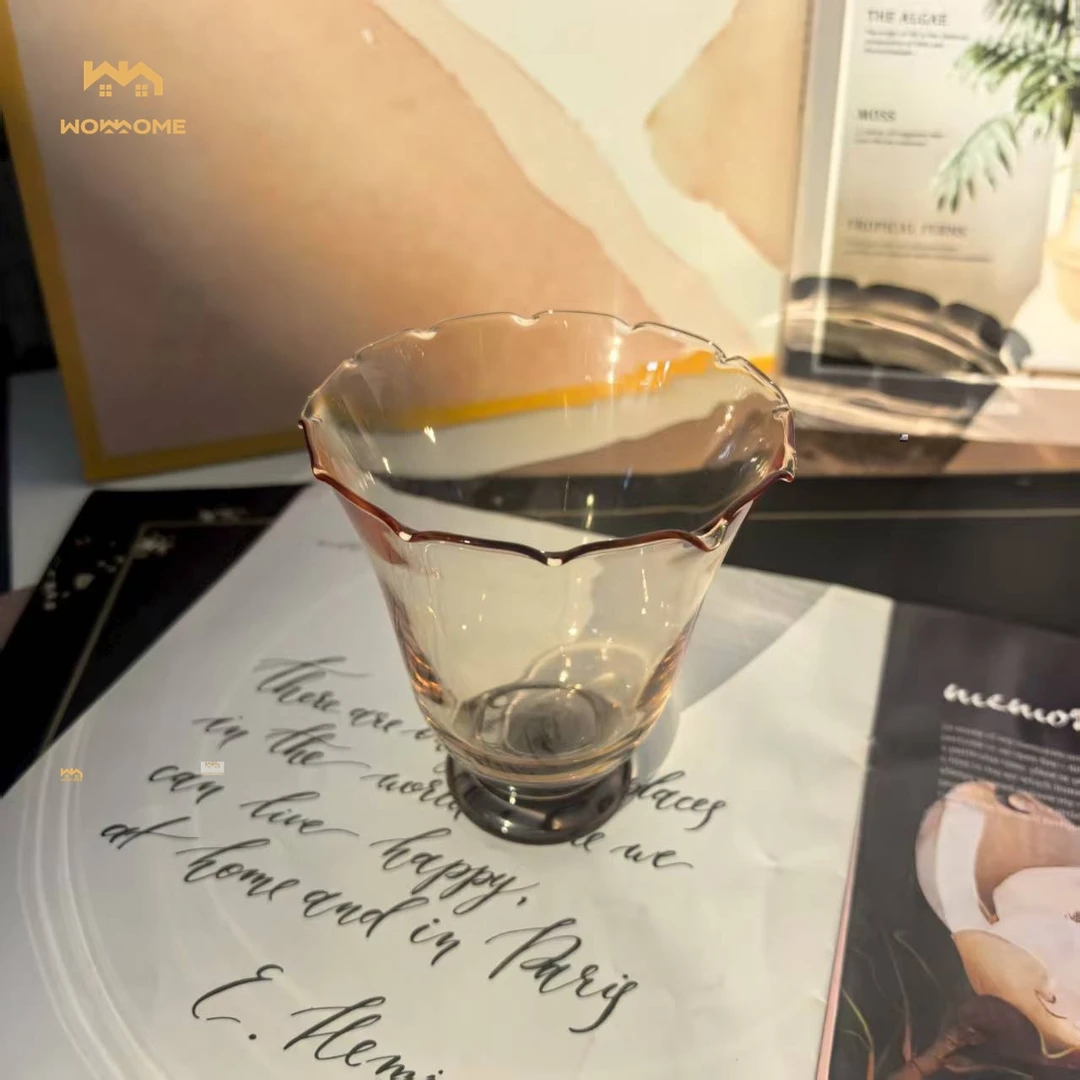 惊喜家2只琥珀色花瓣口精致小资风咖啡杯水杯饮料杯香槟杯