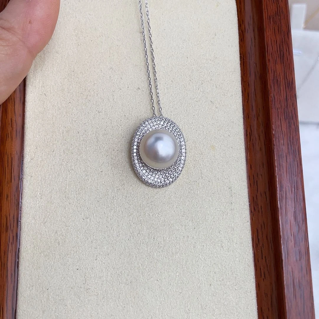 海水珍珠银S925镶嵌颈饰