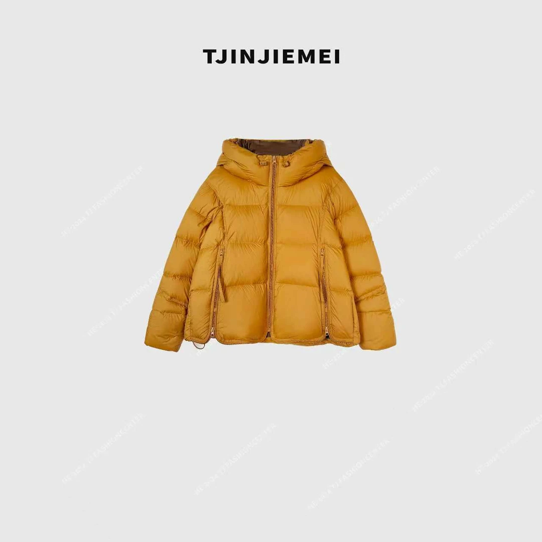 娟娟【砂糖橘】设计感撞色泡芙连帽蓬松柔软羽绒服WT2511-A8533.