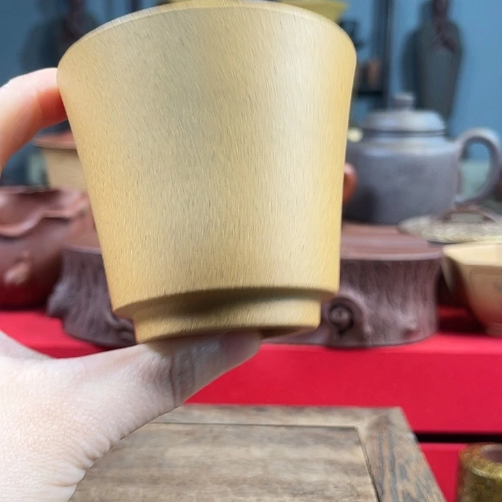 紫砂茶杯黄金段泥光杯