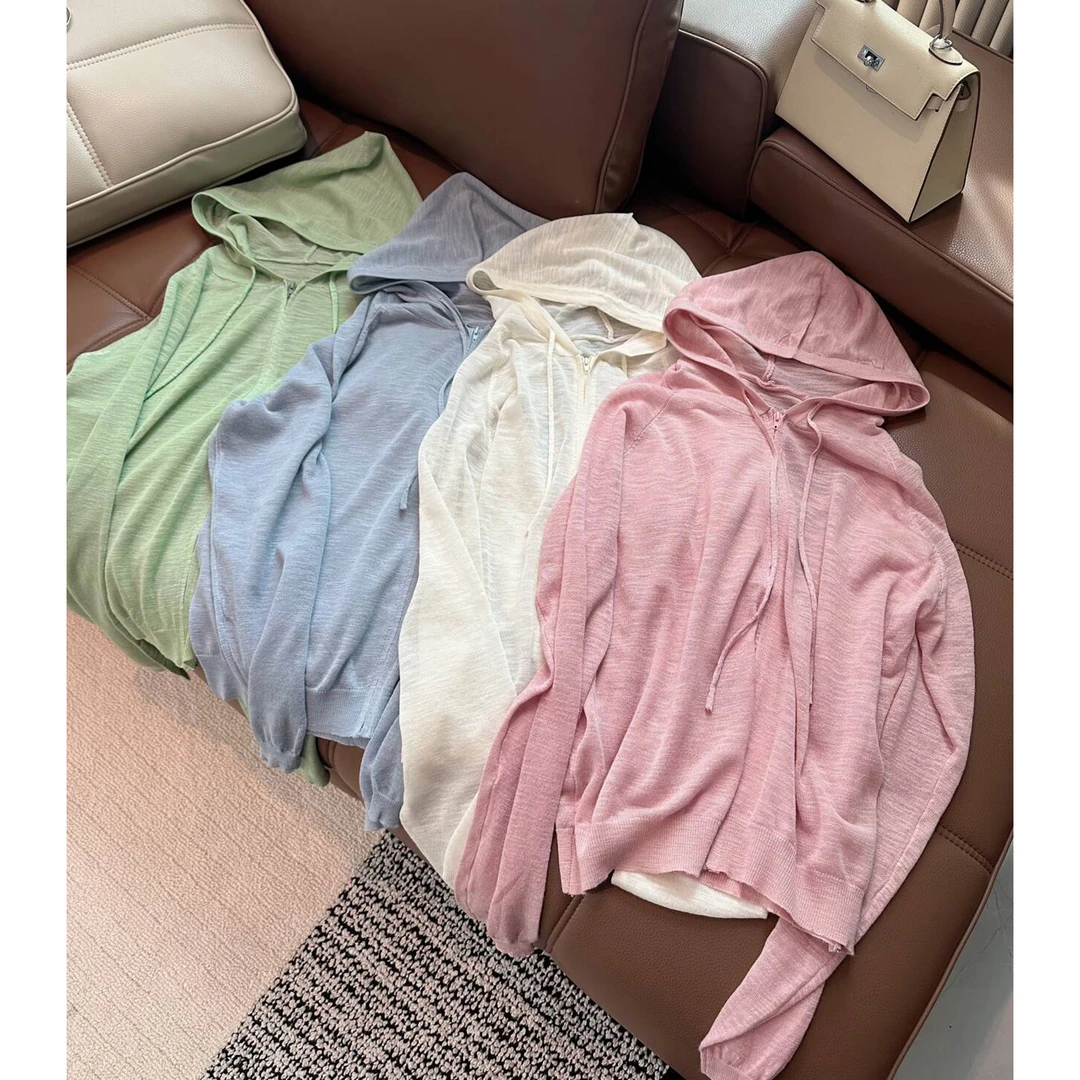 棉花糖 高端仿竹节麻透气夏季防晒连帽外套开衫KS93/5