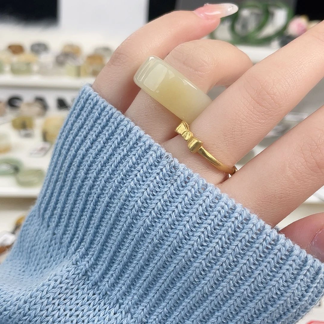 和田玉（糖玉）未镶嵌戒指t10一口糖直切17.5扩18不退换