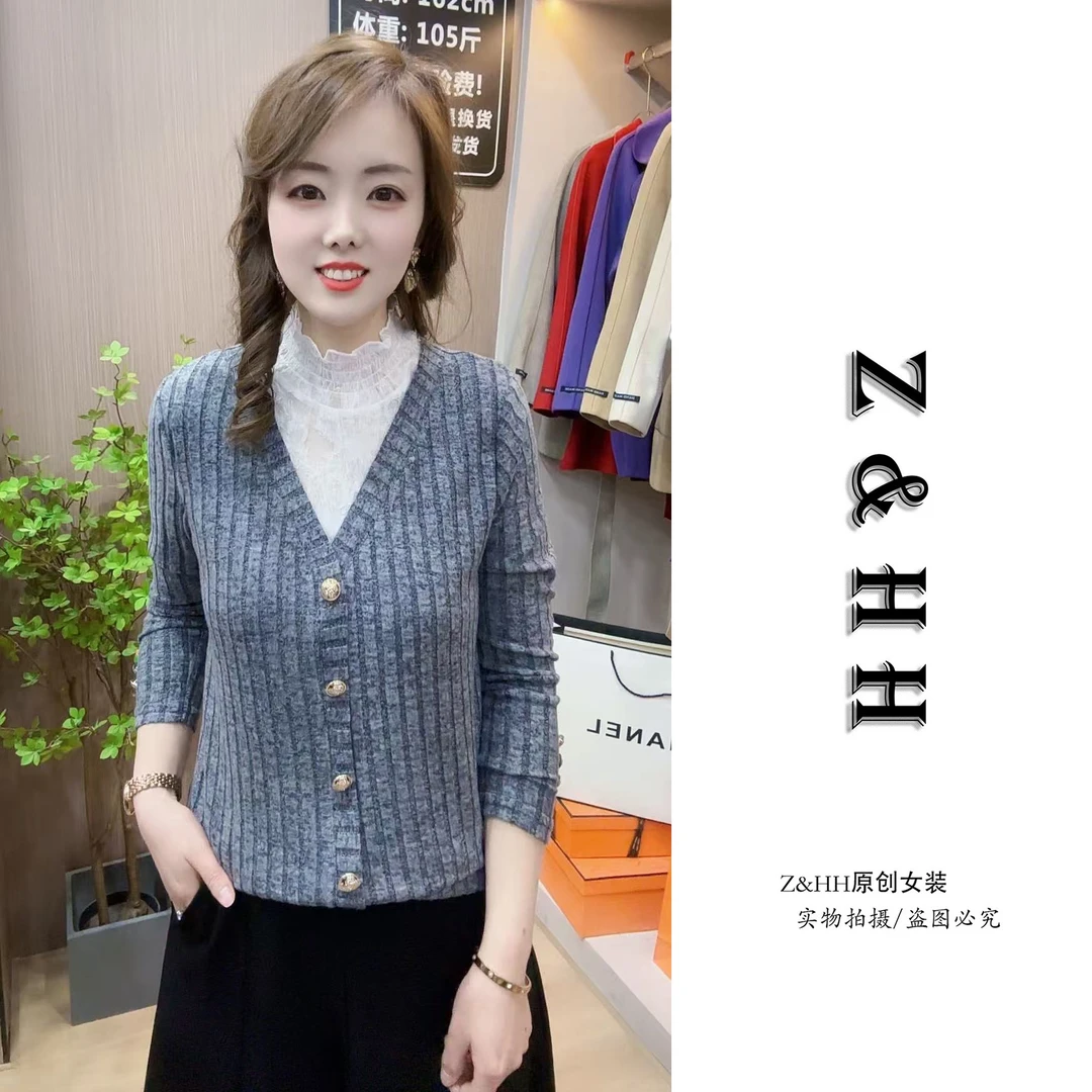 半高领紫色针织衫女春秋薄毛衣2025新款长袖坑条假两件流行上衣