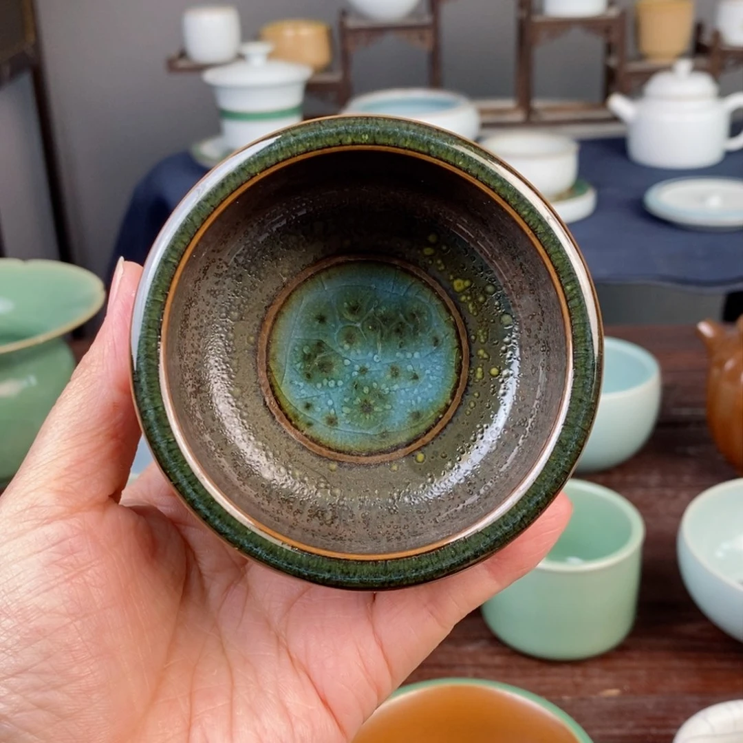 朱砂胎结晶釉开片炉式杯