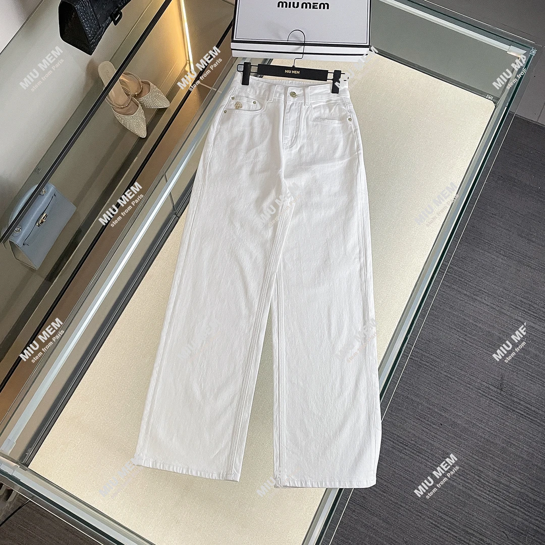 山茶花系列休闲百搭白色牛仔裤DY6965