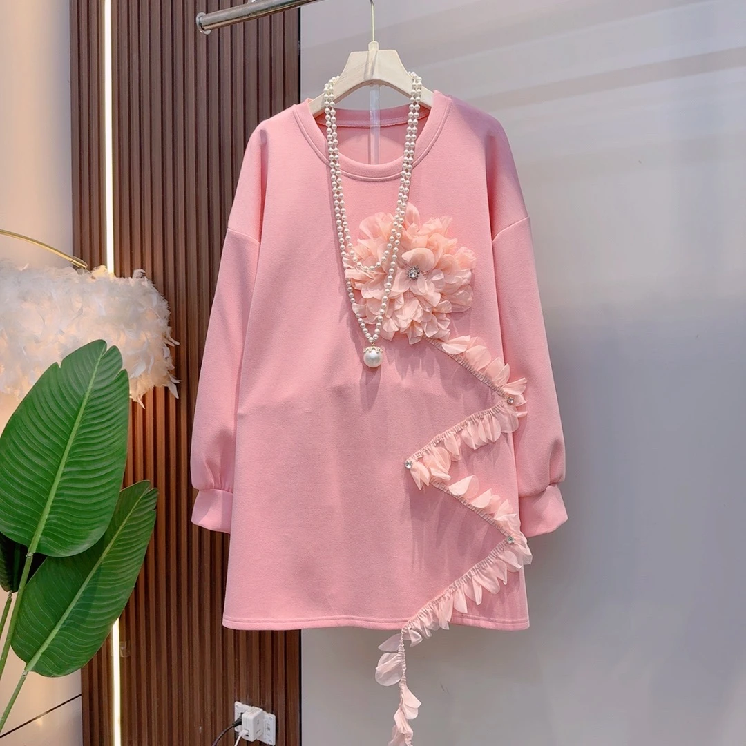 2025年新款套头长袖花卉气质打底卫衣25083