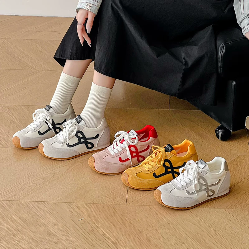 【米格格女鞋】2025德训鞋阿甘小白鞋拼色大头鞋休闲板鞋冰丝布潮牌