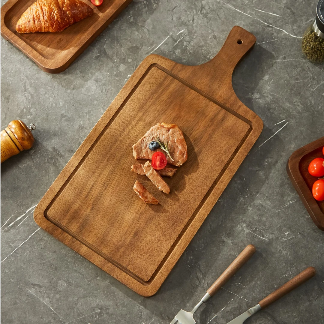 整木黑胡桃木菜板牛排盘家用木质披萨托盘长方形面板木板西餐实木