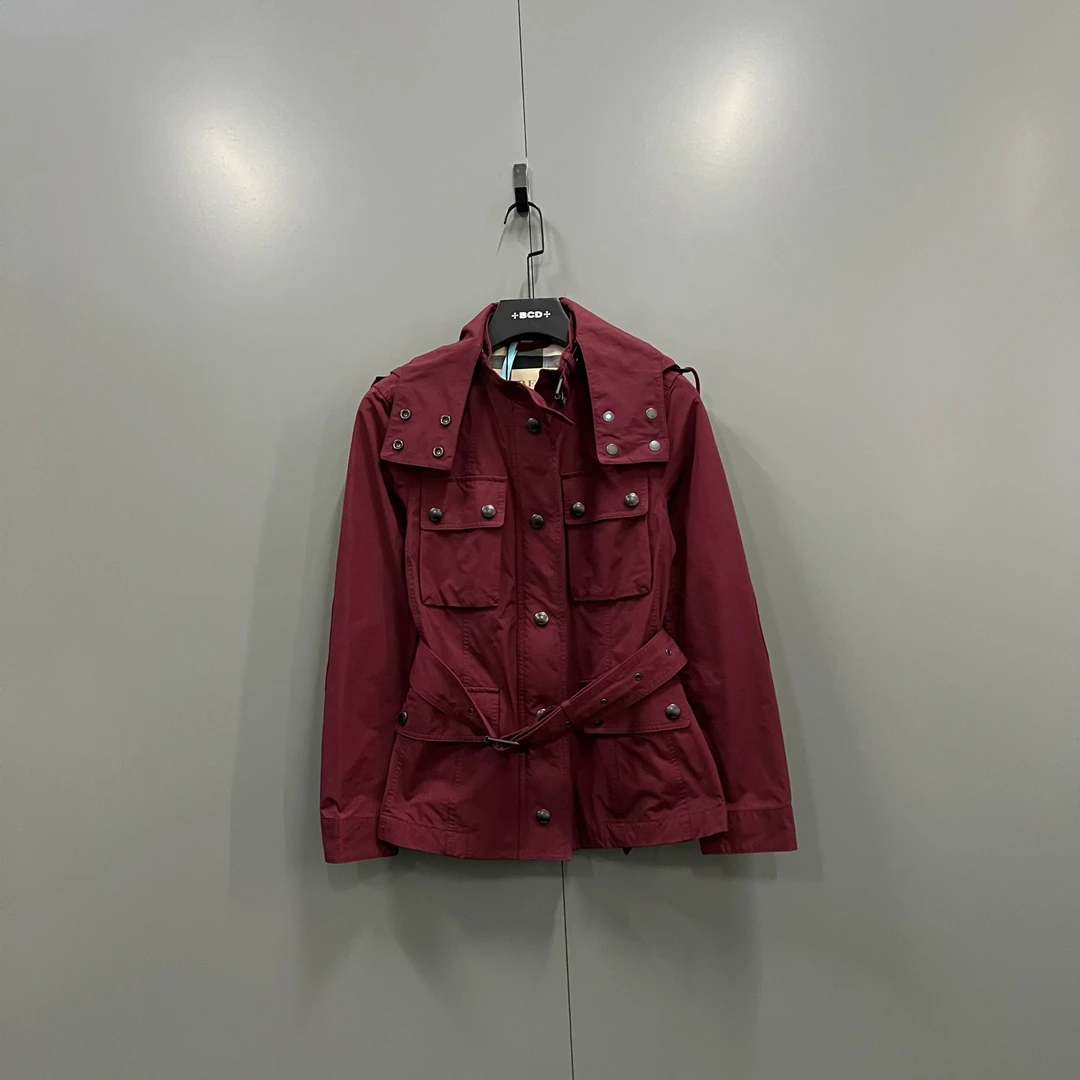 99新 BURBERRY/博柏利 tt 酒红色风衣 38码/98新/207117