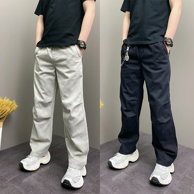 2025年夏季薄款潮流韩版痞帅宽松哈伦裤青年男士休闲直筒阔腿裤子