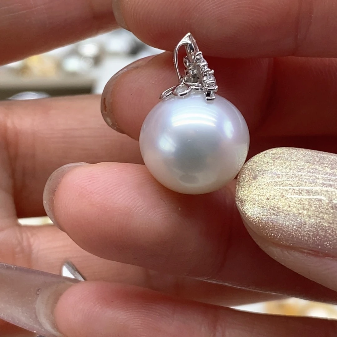 海水珍珠18K金镶嵌吊坠(不含链)