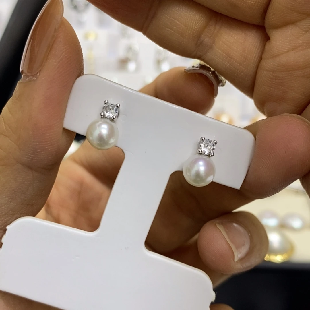 淡水珍珠耳饰银S925镶嵌