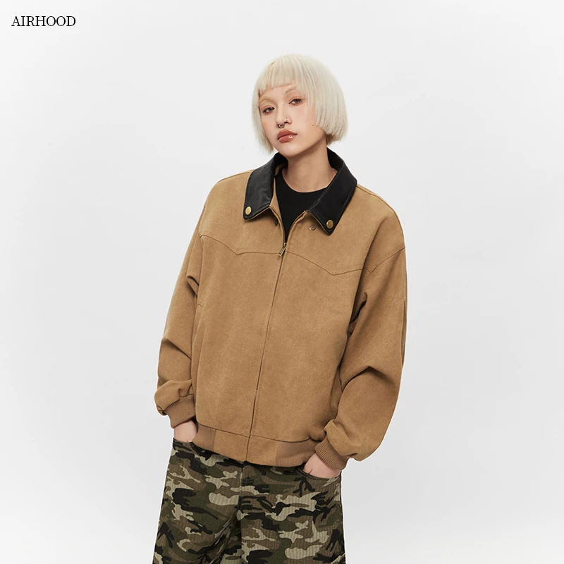 AIRHOOD 潮牌复古水洗翻领工装情侣外套2025休闲上衣夹克男女W218