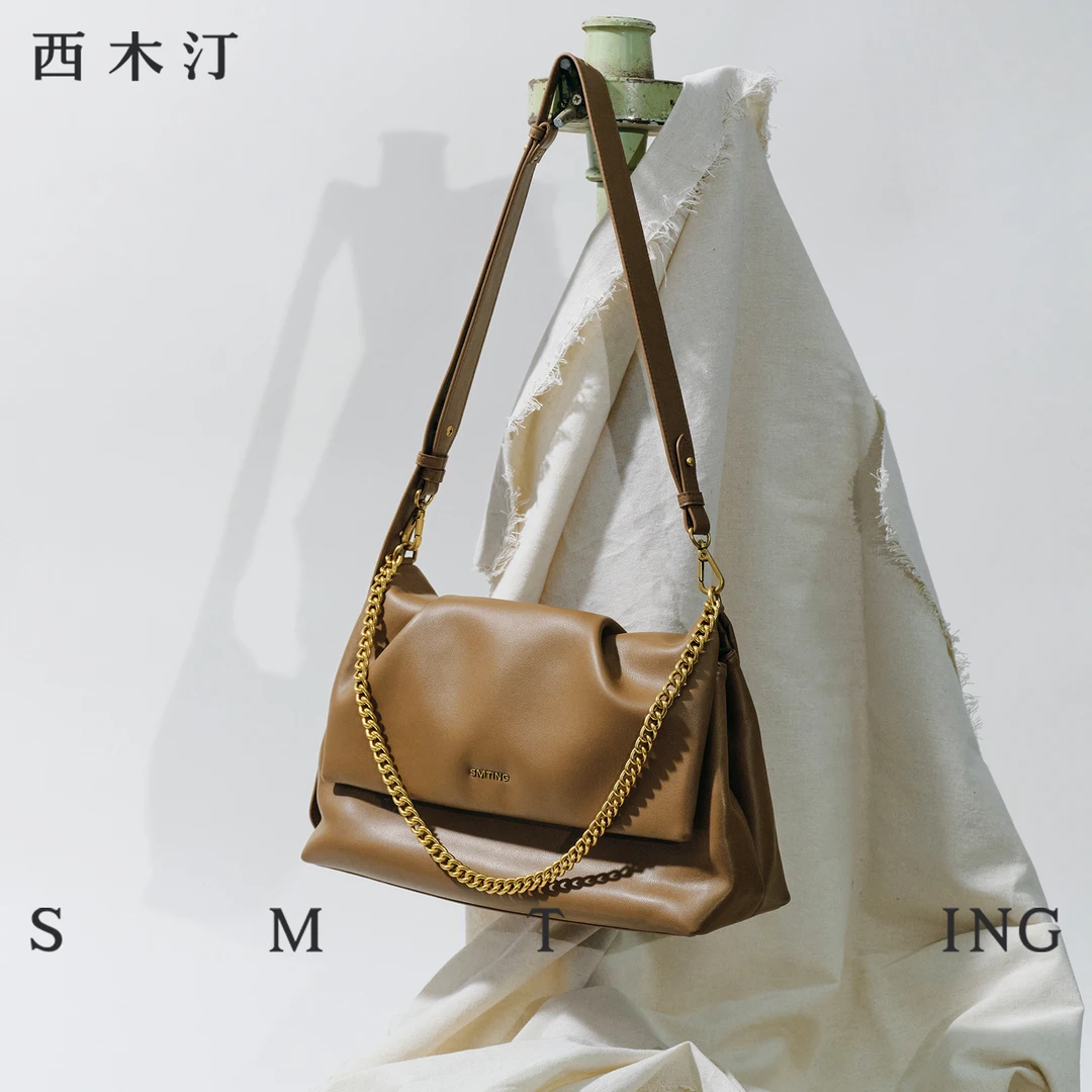 【西木汀】落日之前 新款腋下包时尚百搭女士小众褶皱单肩流光风