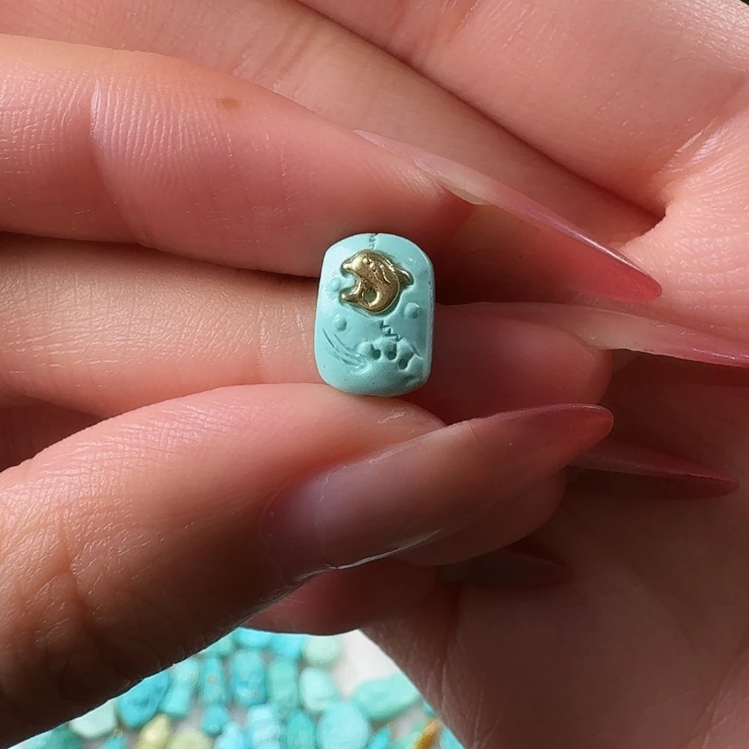 绿松石未镶嵌吊坠(不含链)金海豚