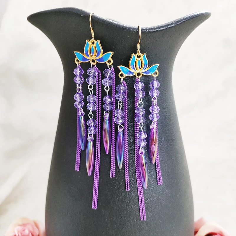 铜合金耳饰 民族风手工长款气质流苏耳环1053