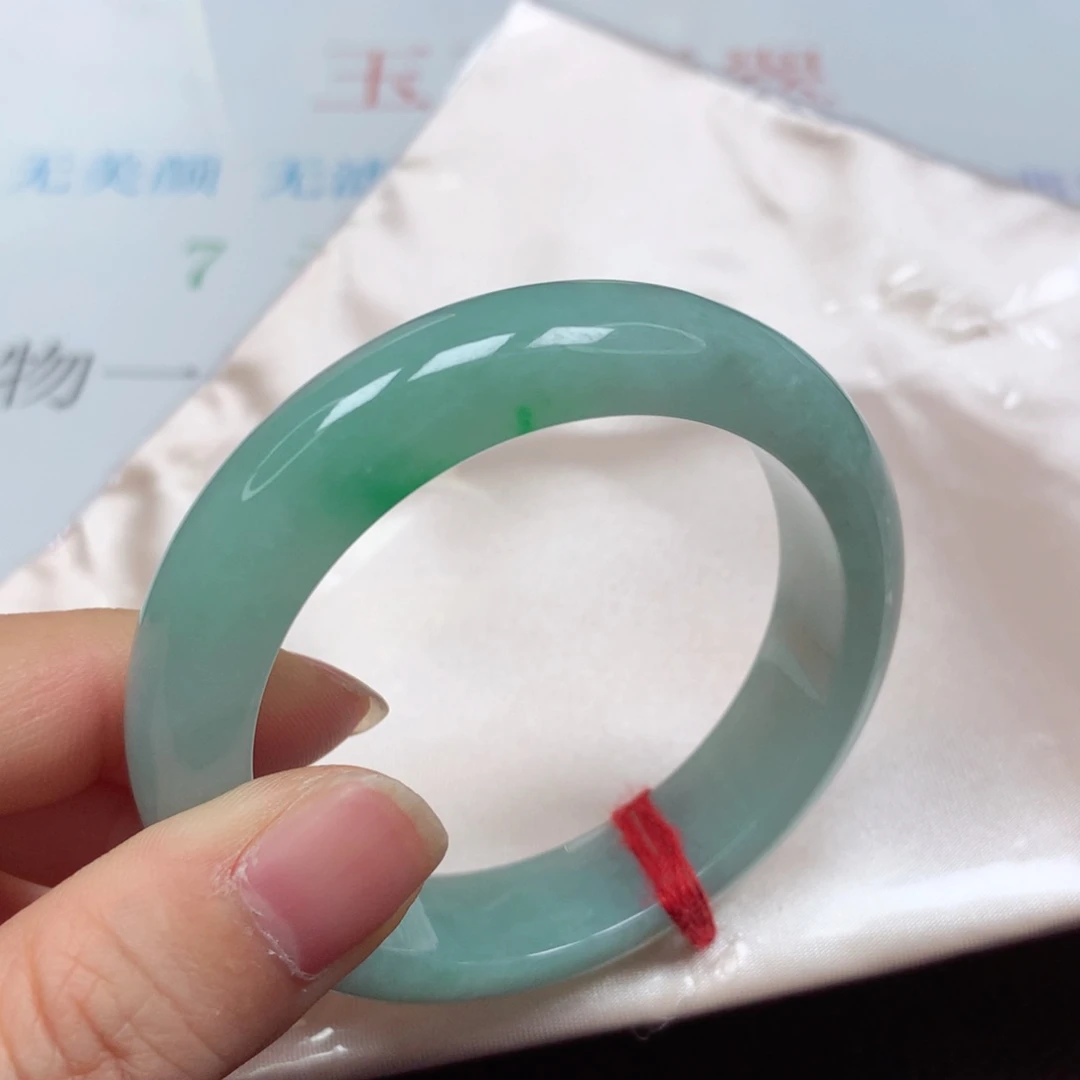 翡翠未镶嵌手镯甜阳绿冰胶满色飘阳绿5051