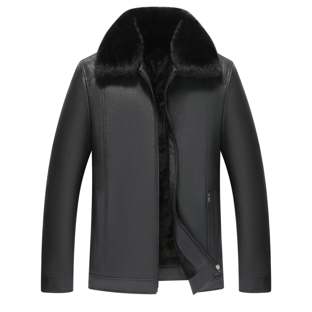 大毛领加厚标准原色冬季中青年男士商务皮衣保暖商务潮流休闲皮衣