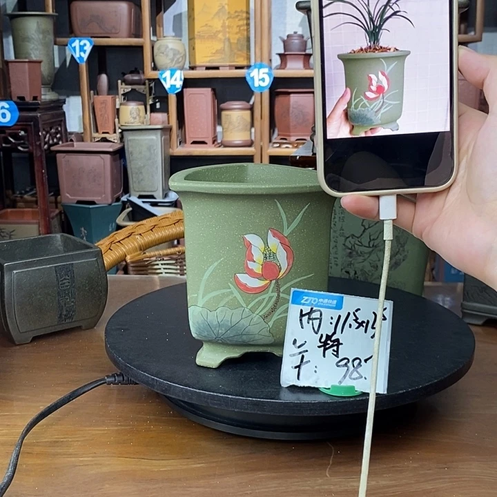 紫砂花盆果绿泥彩绘最后一只特价