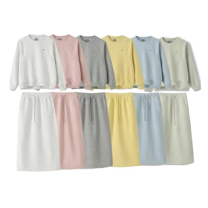 休闲显瘦温柔浪漫女士圆领卫衣半裙套装CF-8209