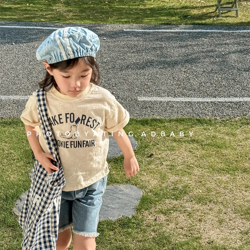 韩版男女宝宝同款夏季卡通印花纯棉短袖