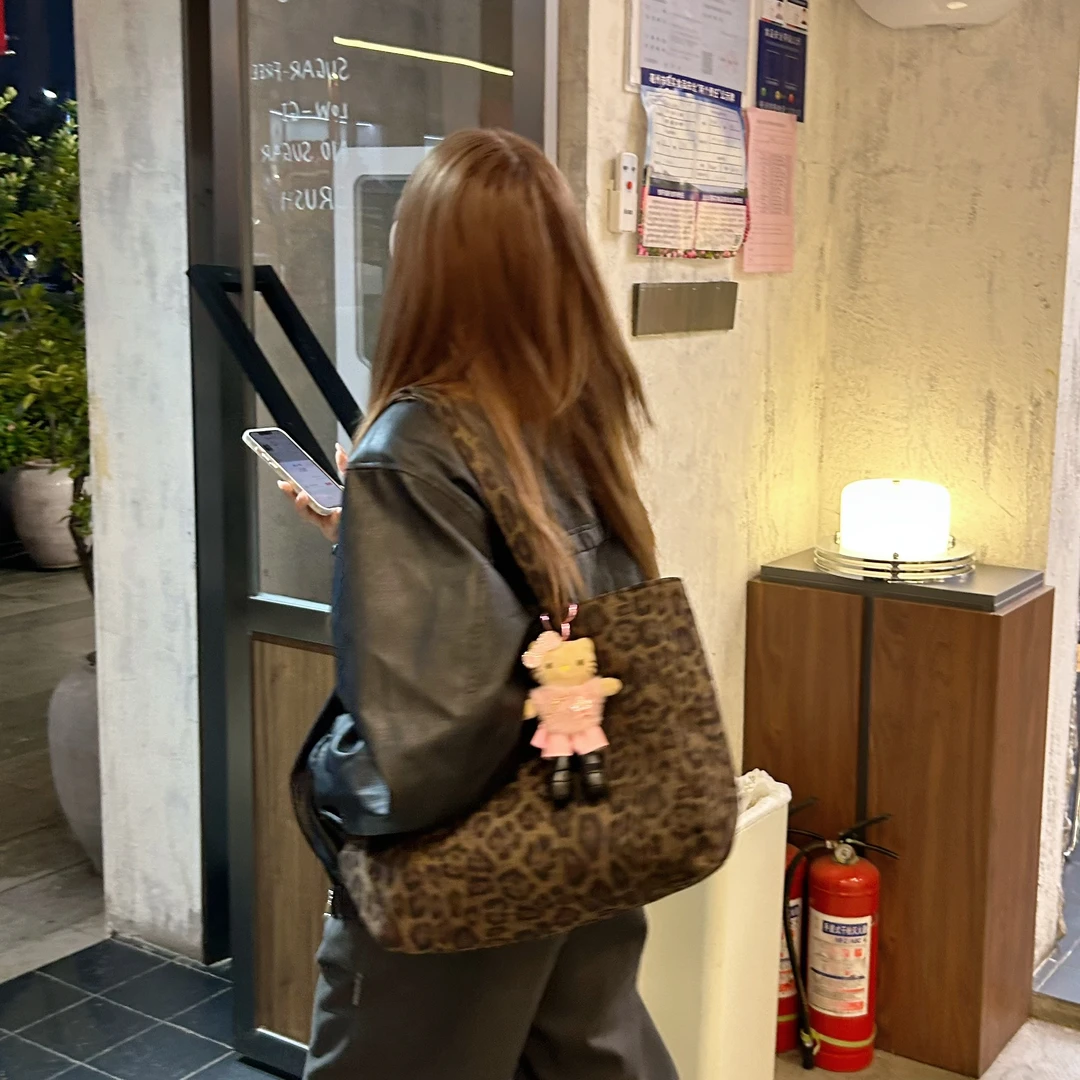 韩国原单高订版ins慵懒豹纹通勤包