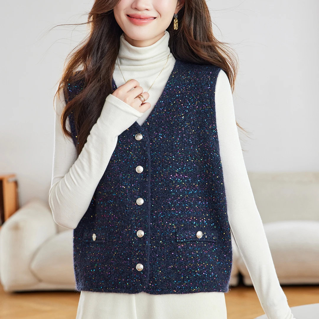 短款背心外套女春秋洋气减龄马夹外搭时尚高级感针织马甲开衫宽松