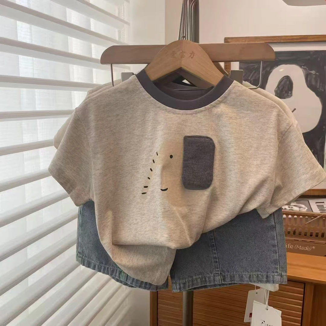 立体卡通短袖T恤~2025夏季新款韩版男女儿童小象宝宝T恤衫上衣潮