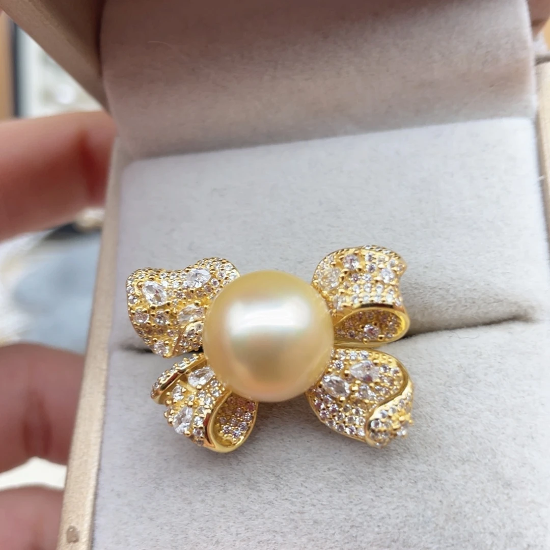 银S925镶嵌戒指海水珍珠D99