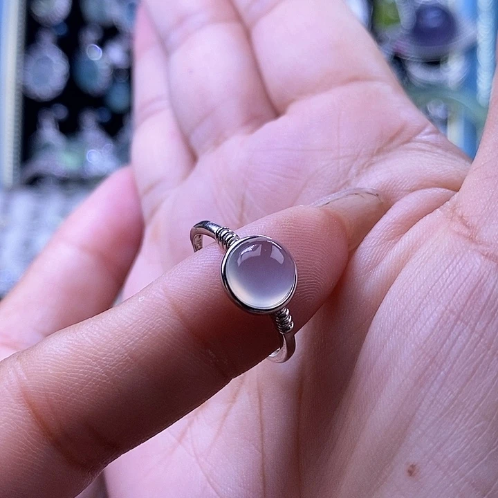 岫玉银S925镶嵌戒指