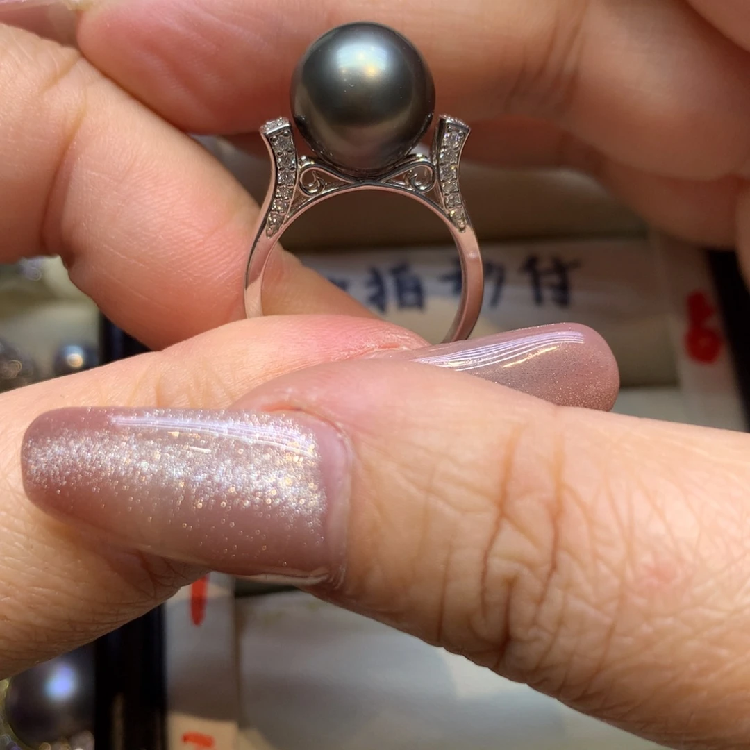 银S925镶嵌戒指海水珍珠