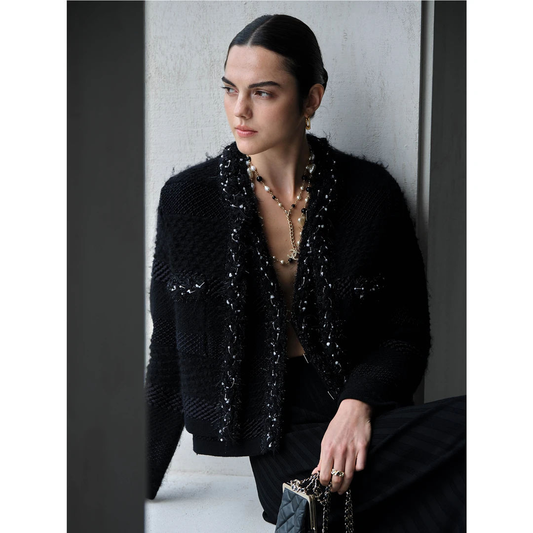 MARIUS“800”秘鲁毛肌理感高定小香外套气质百搭复古短款