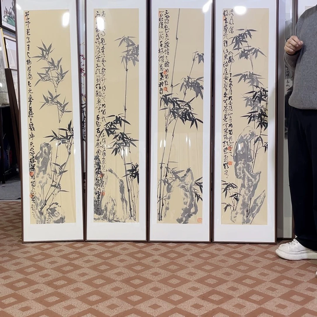 国画手绘画作品带框