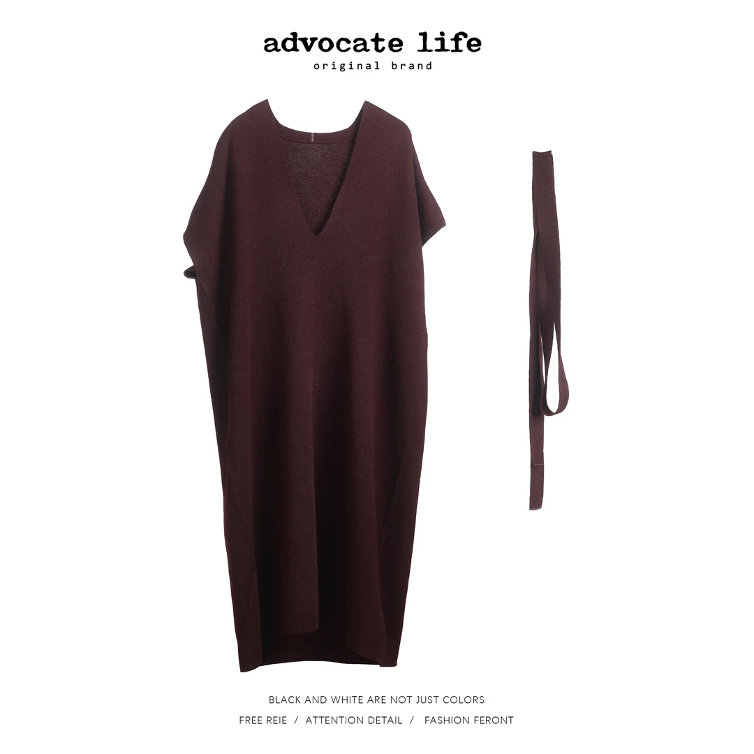 生活主张Advocatelife2025秋冬V领直筒法式休闲连衣裙 JQ352120