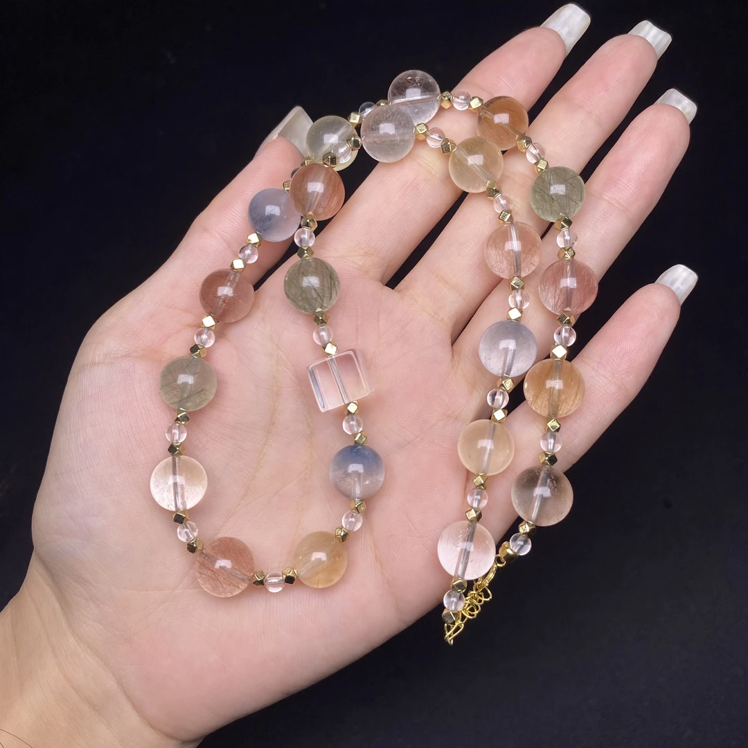 y562 毕业级冰透兔毛项链天然水晶s925多样性发一