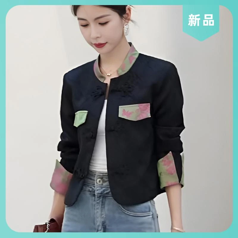 中式小香风外套女短款2025年春秋新款法式高级感国风盘扣西装上衣