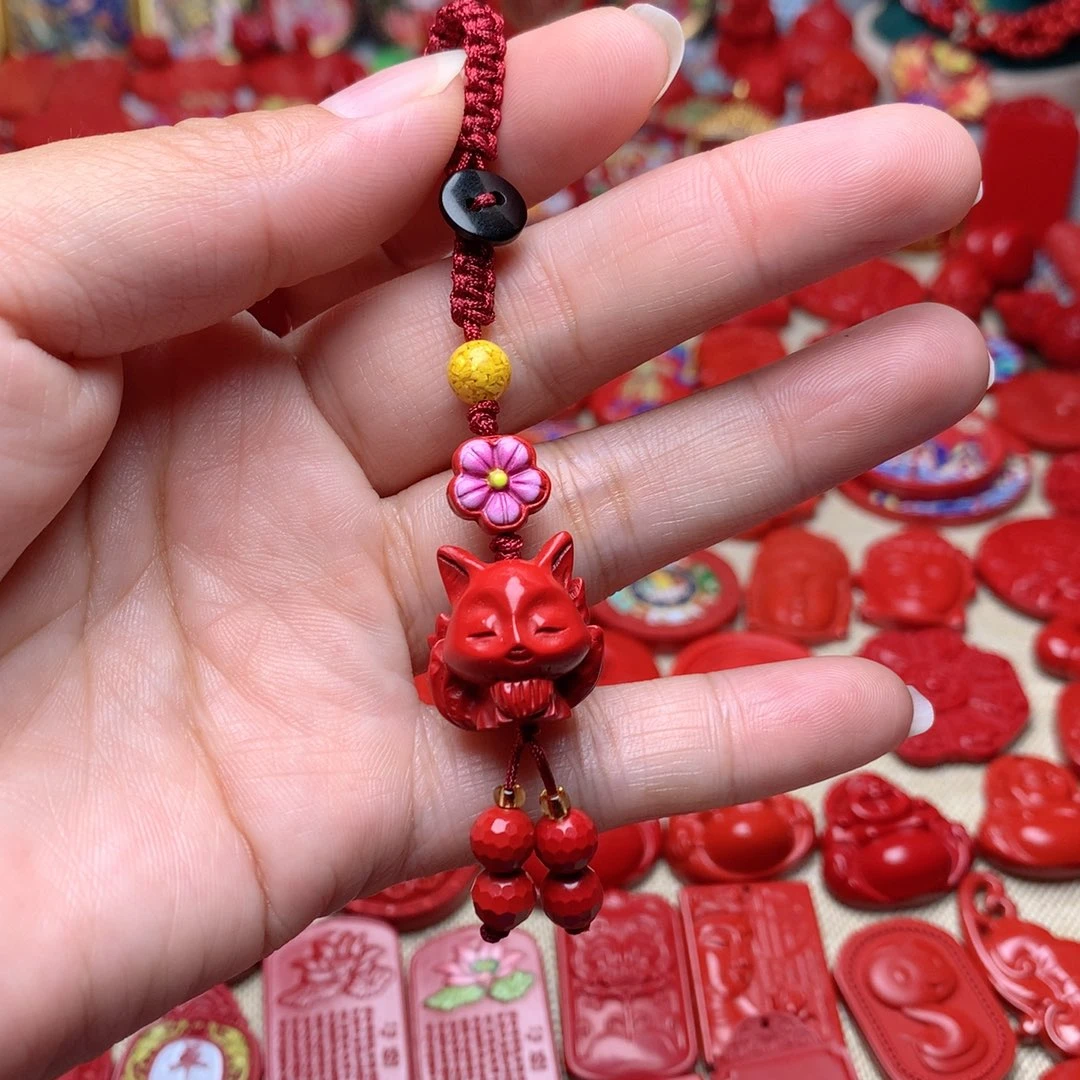 天然辰砂工艺品朱砂钥匙扣