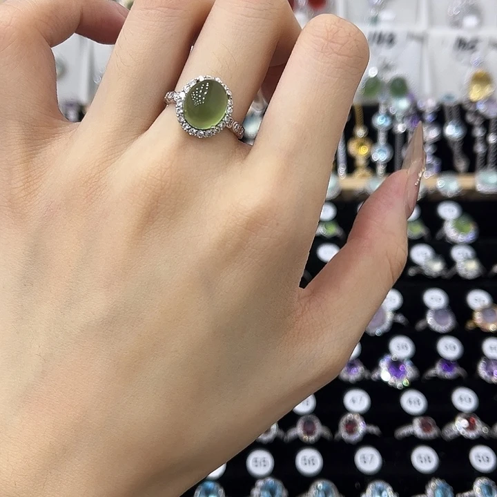 岫玉银S925镶嵌戒指