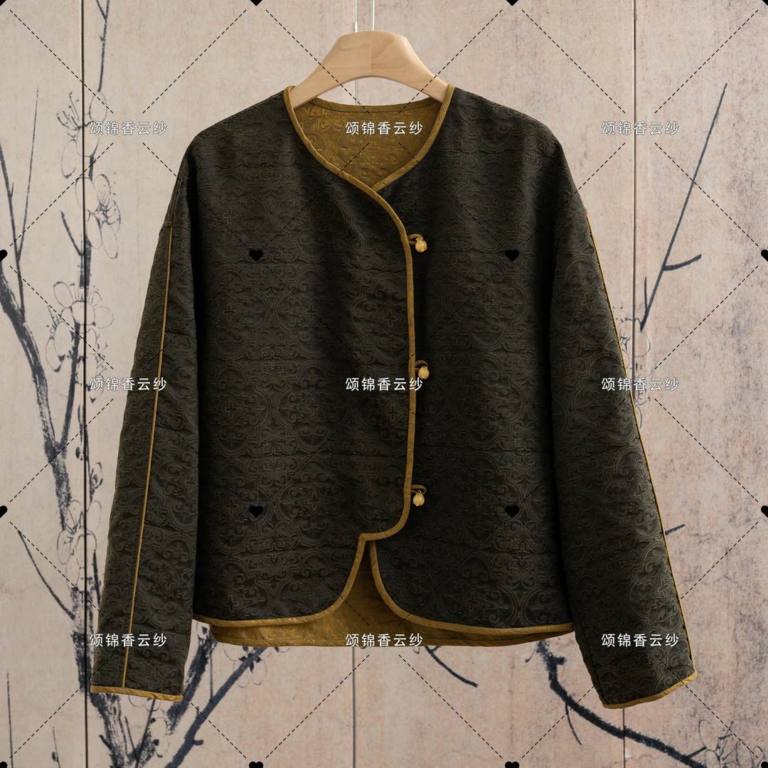 【顺】【双面双穿】新中式国风重工桑蚕丝女设计师款小香风外套C644