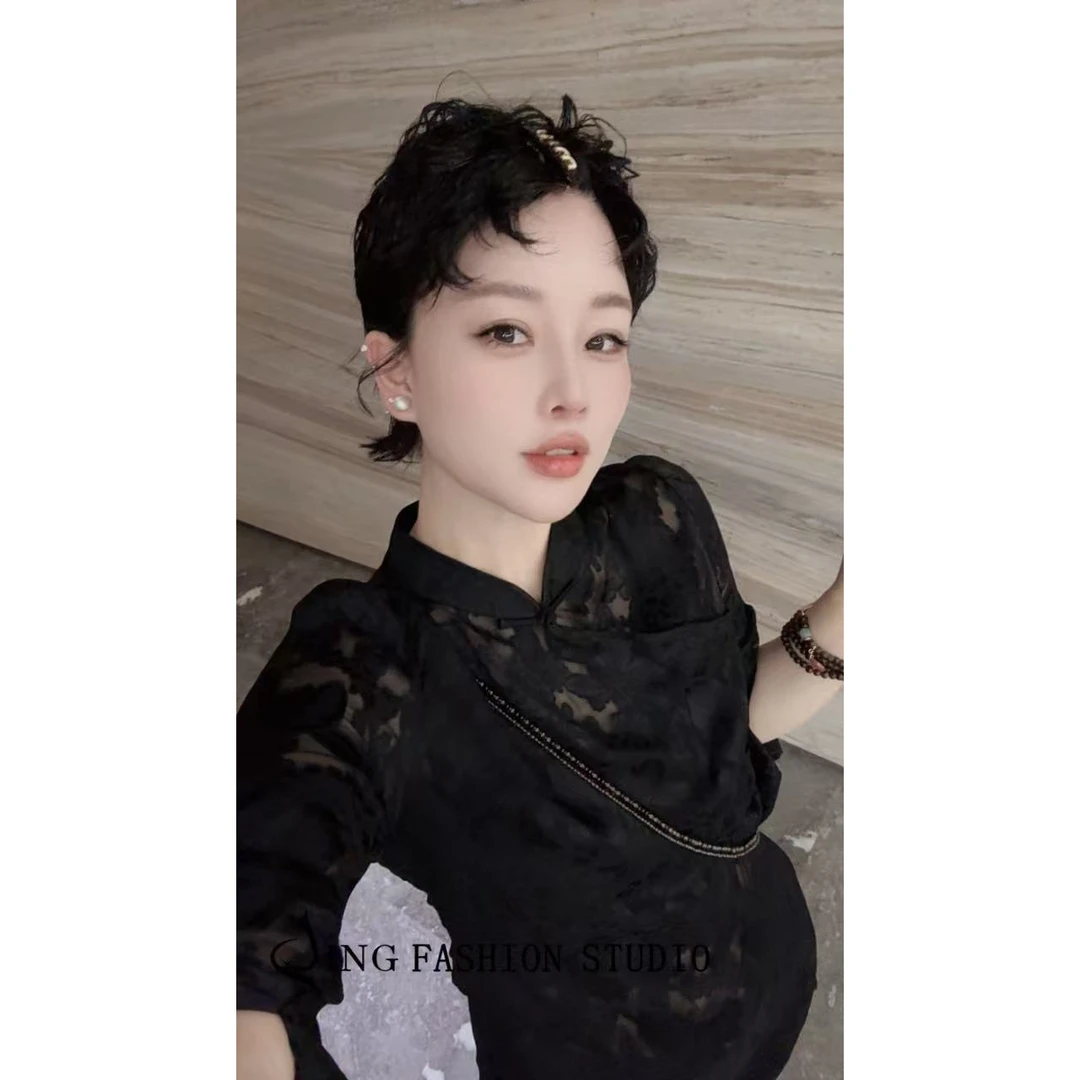 《有钱花越穿越富》CJ9998秋季蕾丝镂空长袖T恤女装