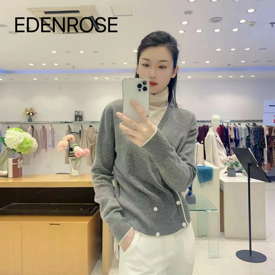 EDENROSE【金多乾】百搭显瘦可山羊绒针织衬衫EETQ10219-6