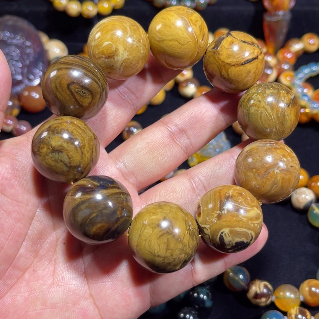 琥珀未镶嵌手链102克大根珀手串