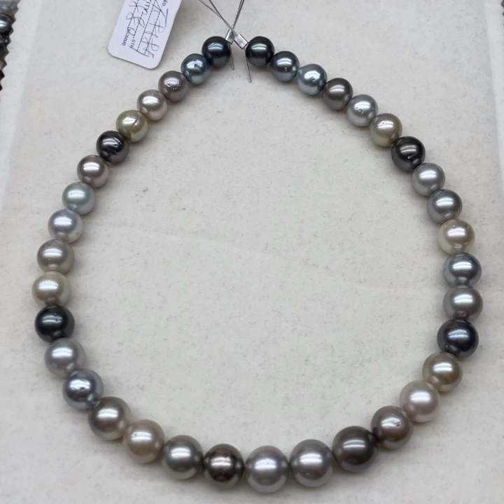项链未镶嵌海水珍珠大溪地混彩9-11.8