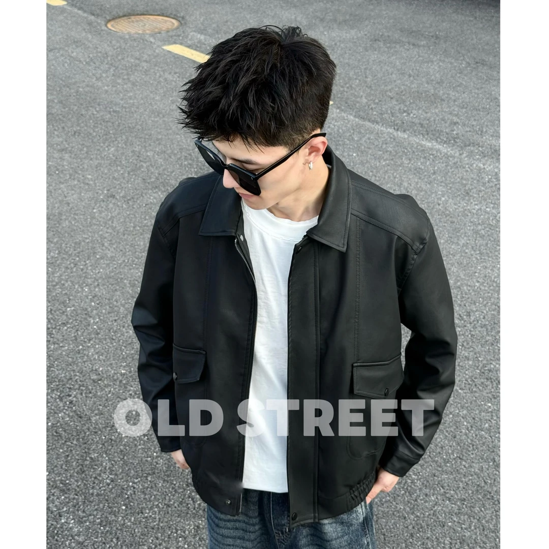 【Old Street】秋季2025新正肩皮衣外套休闲商务男士大众时尚拉链款