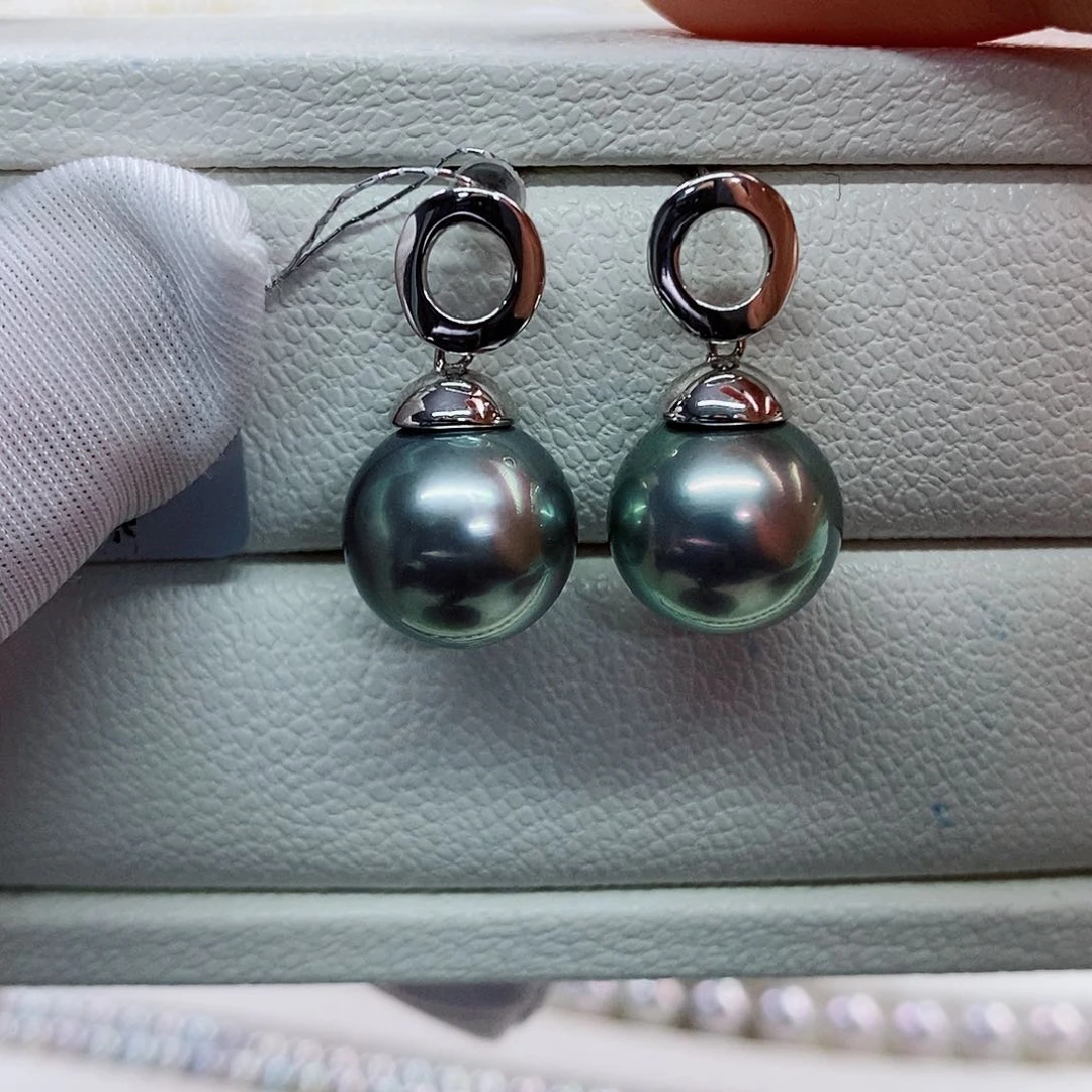 银S925镶嵌耳饰海水珍珠12-13