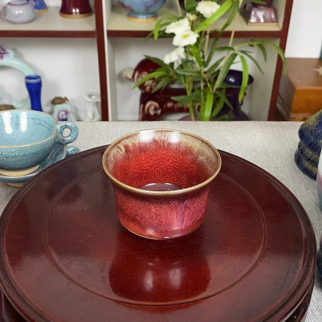 杯钧瓷主人杯马蹄杯原矿窑变